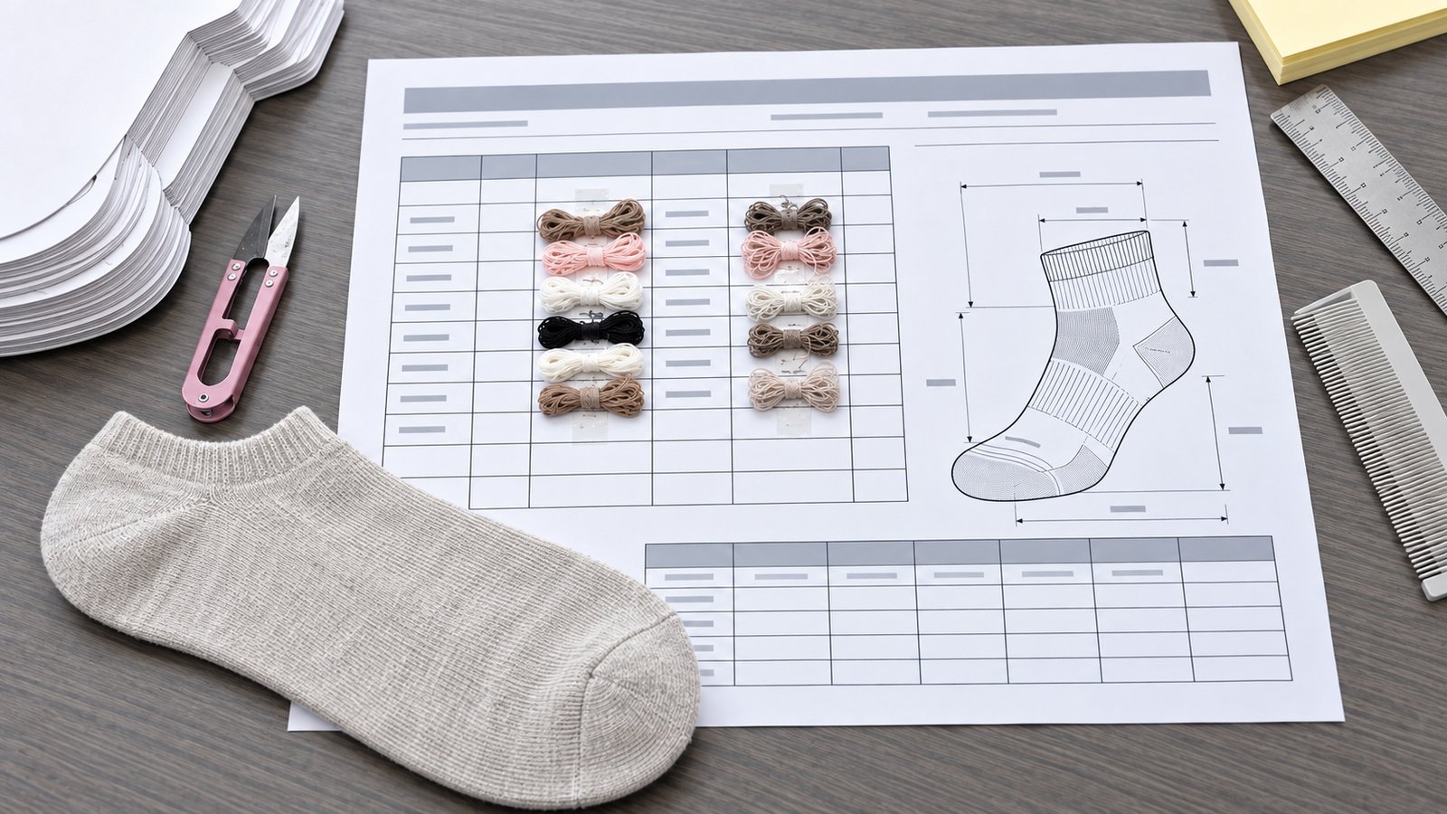 Sock yarn colour and material confirmation before bulk production