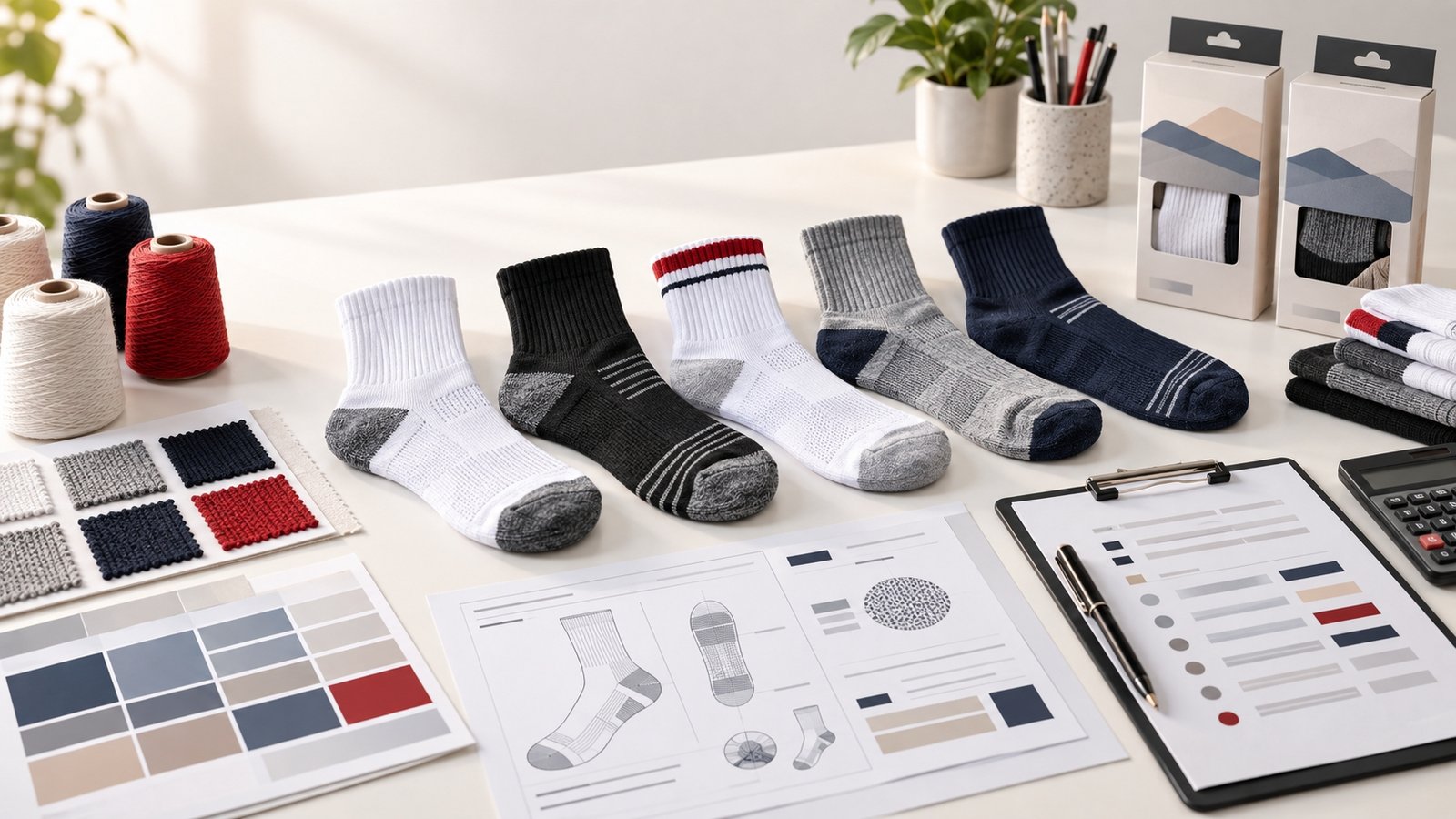 Custom sock samples, yarn, packaging and quotation specifications
