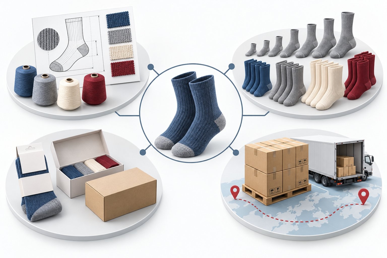 Four factors in a custom sock quotation: specifications, quantities, packaging and delivery