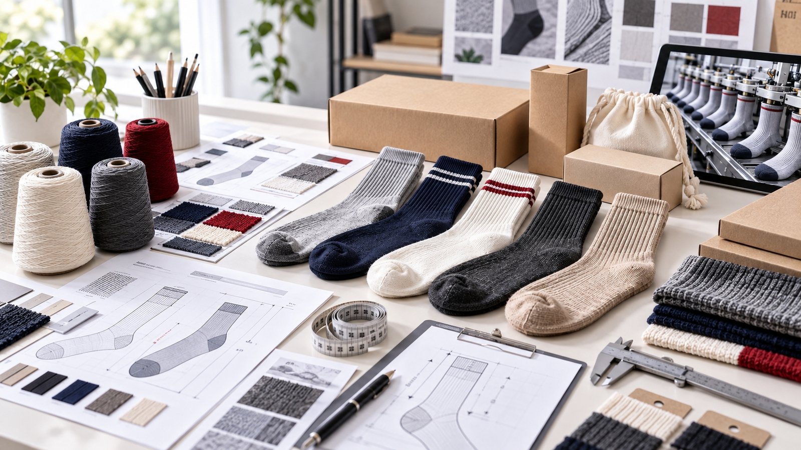 Reliable sock supplier product development with samples, yarns, specifications and packaging